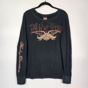 Harley Davidson‎ Shirt Women XL Y2k Rhinestone Motorcycle Sportster Biker Punk